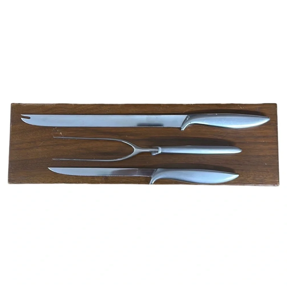 Vintage Gerber Legendary Blades 3 Piece Carving Set w/ Walnut Display Box